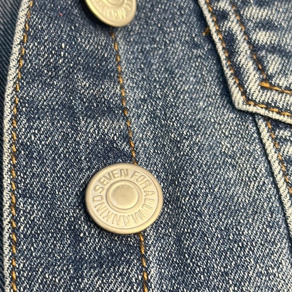 7 For All Mankind Girls Medium Wash Denim Embroidered Jacket See Measurements - Picture 4 of 9